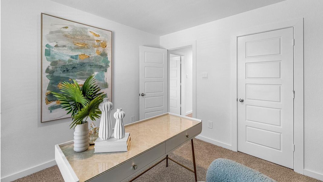 Representative photo. The second floor is designed for comfort and flexibility, highlighted by a spacious primary suite with a well-appointed bath that includes a separate shower and tub. Two additional bedrooms easily accommodate guests, while a central flex space creates endless possibilities for a game room, second living area, or personalized retreat. Representative photo. The second floor is designed for comfort and flexibility, highlighted by a spacious primary suite with a well-appointed bath that includes a separate shower and tub. Two additional bedrooms easily accommodate guests, while a central flex space creates endless possibilities for a game room, second living area, or personalized retreat.