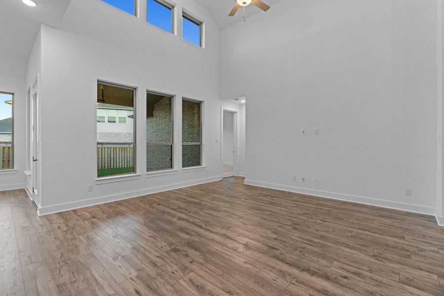 Family Room with soaring ceiling