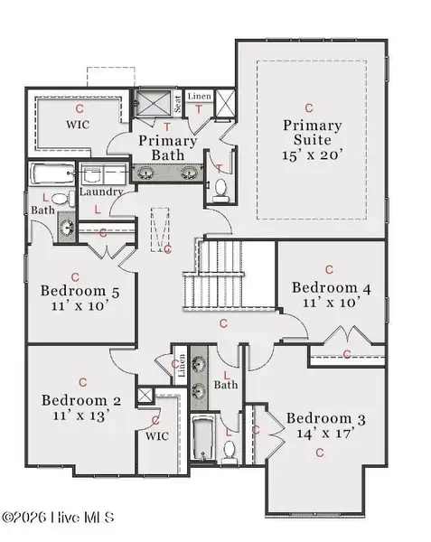 2D floor plan layout of this home in Coastal Haven, Leland, NC (Image 3).