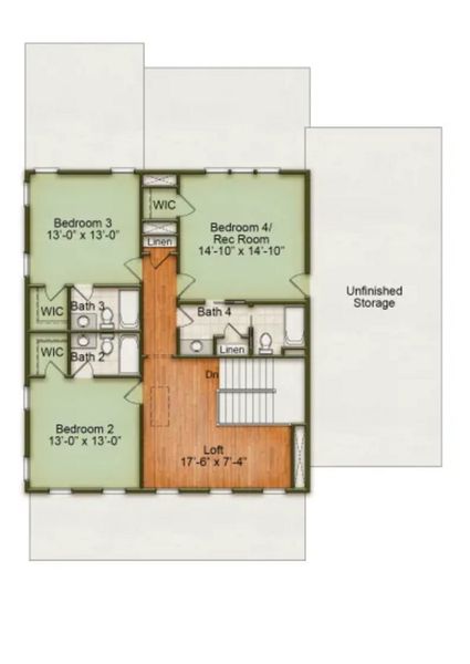 2D floor plan layout for the Georgetown by Homes by Dickerson in Charleston Proper, Charleston, SC (Image 4).