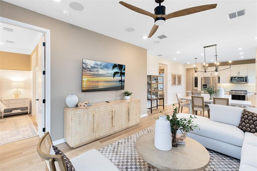 Model Home Design Only. Pictures and furnishings are for illustrative purposes only. Elevations, colors and options may vary. Furniture is for model home staging only.