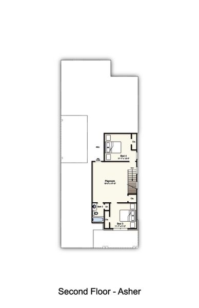2D floor plan layout for the Asher by Grant & Co in Twin Oaks, Oakland, TN (Image 4).