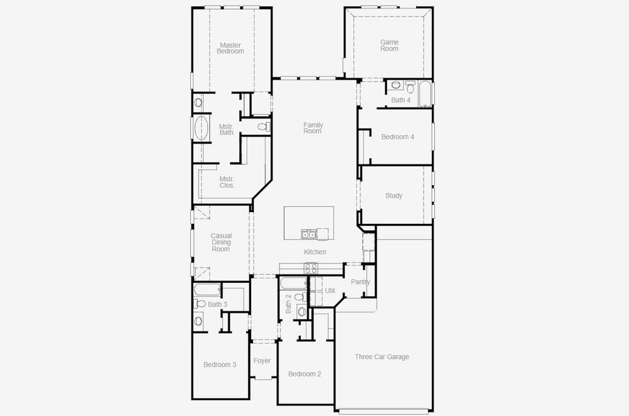 2D floor plan layout for the Anson by Coventry Homes in Escondido 60', Magnolia, TX (Image 3).