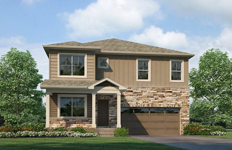 Representative exterior photo of a completed home built from the Holcombe by D.R. Horton in Timberleaf, Thornton, CO (Image 19).