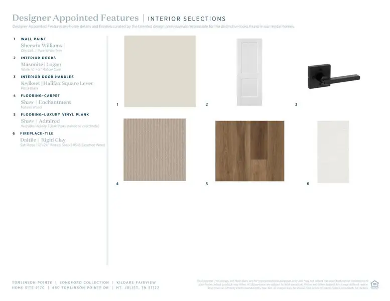Sample of building materials used in homes in Tomlinson Pointe, Mount Juliet (Image 6).