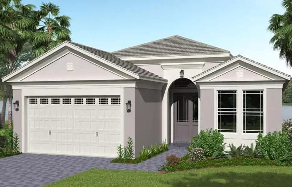 Representative exterior photo of a completed home built from the Persimmon by Minto Communities in Westlake, Loxahatchee, FL (Image 2).