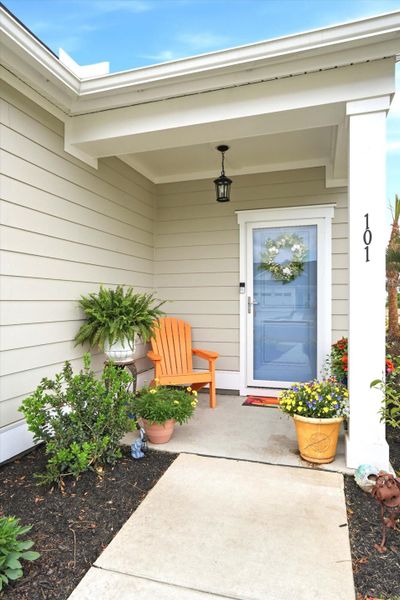 Exterior details and patio area of a home in Horizons at Carnes Crossroads | 55+, Summerville (Image 4).