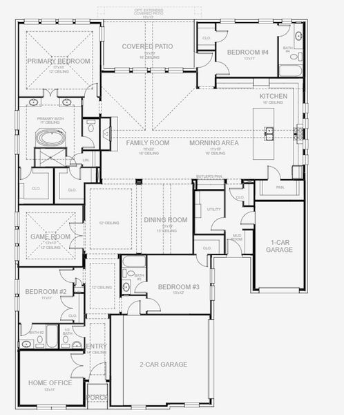 2D floor plan layout for the 3433W by Perry Homes in Enchanted Creek 1 Acre, Allen, TX (Image 4). 2D floor plan layout for the 3433W by Perry Homes in Enchanted Creek 1 Acre, Allen, TX (Image 4).