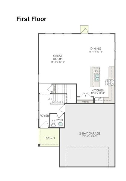 2D floor plan layout for the Bailey by Tri Pointe Homes in Prairie Collection at The Meadows, Krum, TX (Image 3).