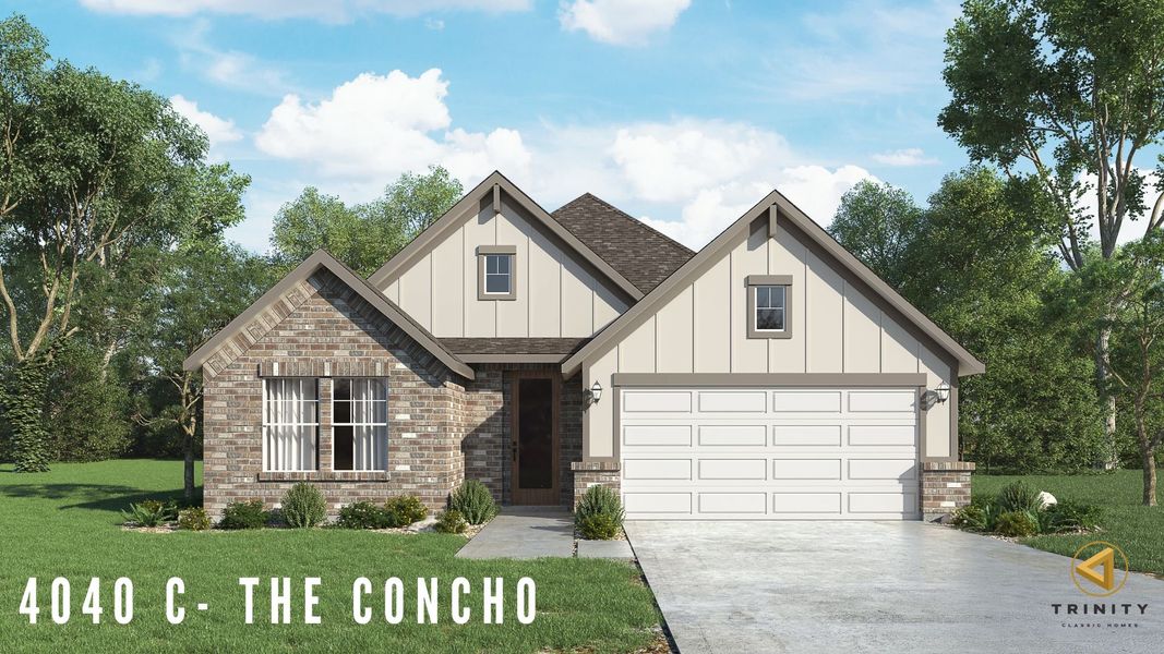 Representative exterior photo of a completed home built from the The Concho by Trinity Classic Homes in Zion Trails, Poolville, TX (Image 12). Representative exterior photo of a completed home built from the The Concho by Trinity Classic Homes in Zion Trails, Poolville, TX (Image 12).