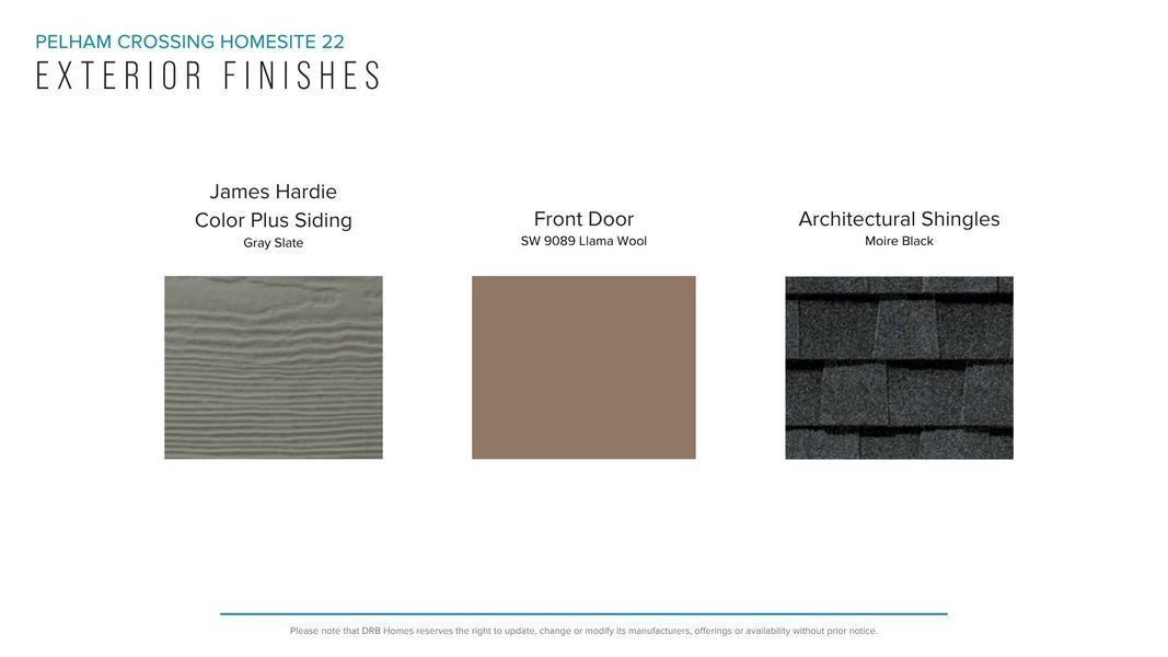 Sample of building materials used in homes in Pelham Crossing Single Family Homes, Greenville (Image 34). Sample of building materials used in homes in Pelham Crossing Single Family Homes, Greenville (Image 34).