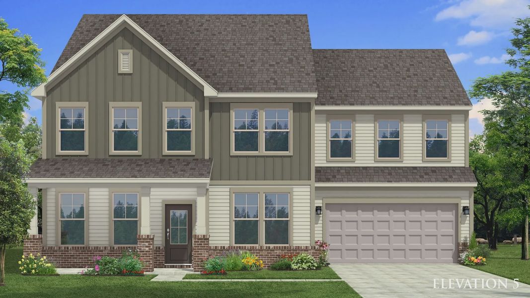 Representative exterior photo of a completed home built from the Townsend by DRB Homes in Michaux Gardens, Belmont, NC (Image 8). Representative exterior photo of a completed home built from the Townsend by DRB Homes in Michaux Gardens, Belmont, NC (Image 8).