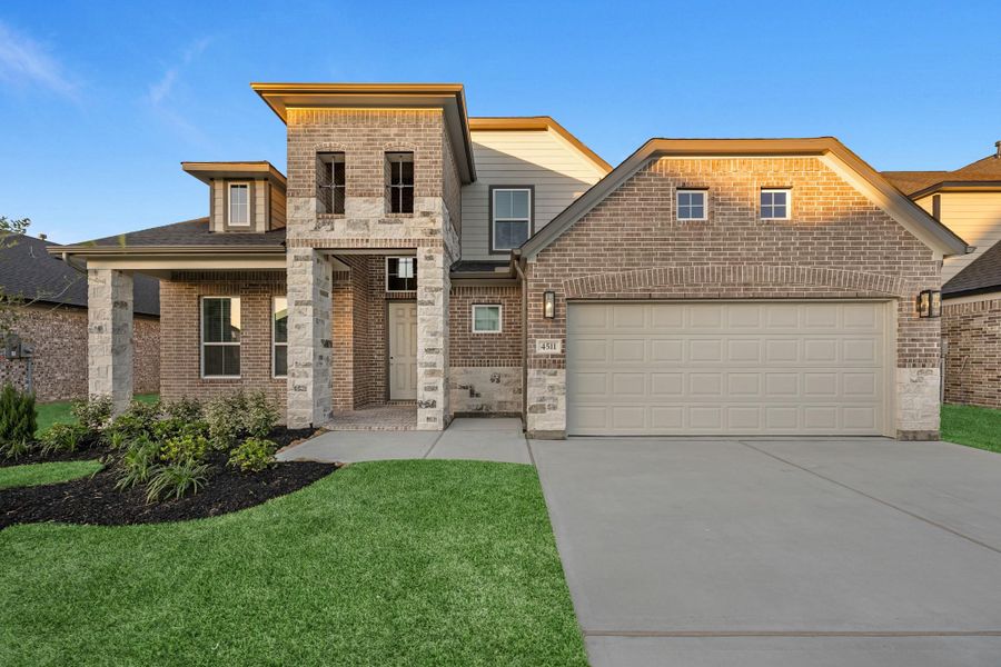 Front exterior of a new home in Briarwood Crossing, Rosenberg, TX, highlighting curb appeal (Image 20).