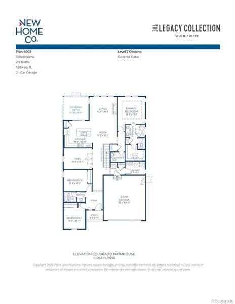 2D floor plan layout of this home in The Legacy Collection at Talon Pointe, Thornton, CO (Image 3).