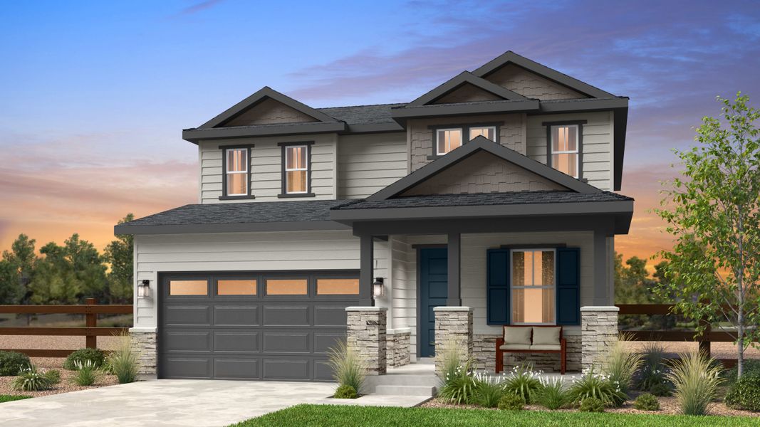 Representative exterior photo of a completed home built from the Estes by Taylor Morrison in The Town Collection at Independence, Elizabeth, CO (Image 20).