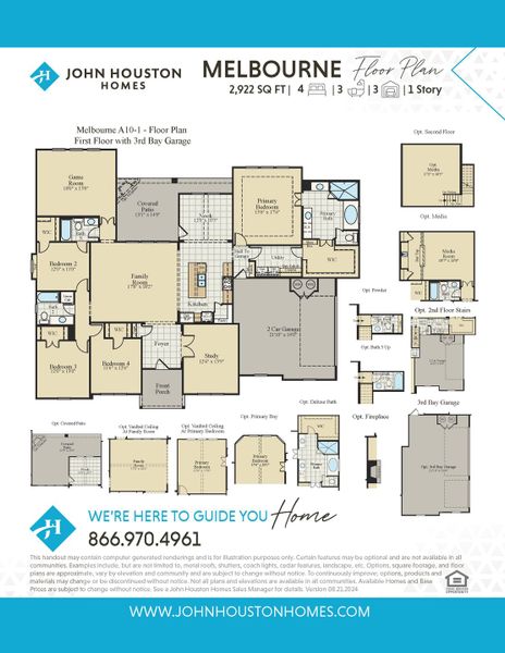 Melbourne A10-1 Floor Plan w/ 3rd car garage