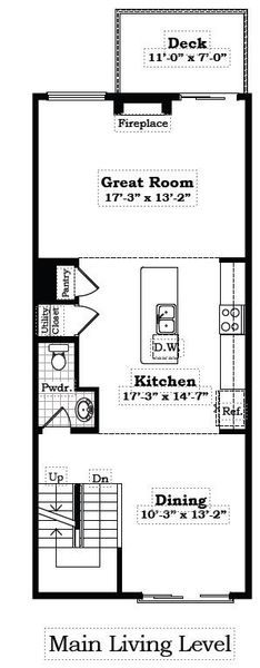 2D floor plan layout for the The Keswick Townhome (Interior Viewout) by Norfolk Homes in Bristol Ridge Townhomes, Ann Arbor, MI (Image 5).