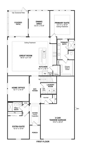 2D floor plan layout for the Kerr by K. Hovnanian® Homes in K. Hovnanian's® Four Seasons at Lakes of Cane Bay, Summerville, SC (Image 3). 2D floor plan layout for the Kerr by K. Hovnanian® Homes in K. Hovnanian's® Four Seasons at Lakes of Cane Bay, Summerville, SC (Image 3).