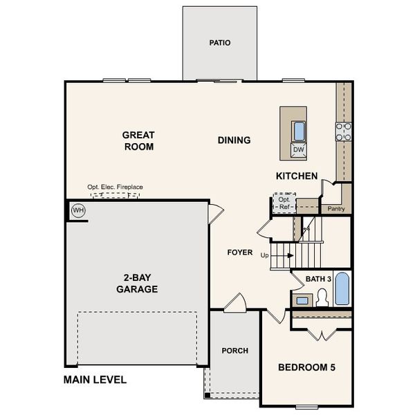 2D floor plan layout for the Raybun by Century Communities in Grants Landing, Salisbury, NC (Image 3).