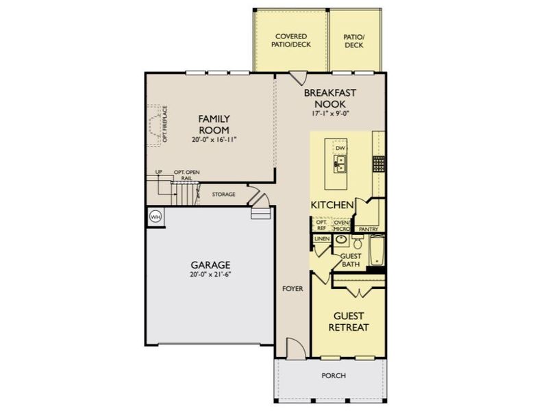 2D floor plan layout of this home in Arbors at Richland Creek, Buford, GA (Image 4).