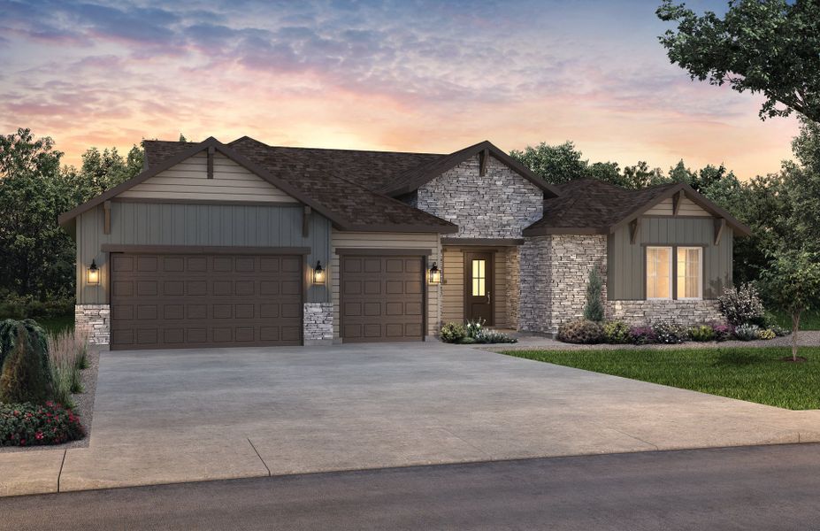 Representative exterior photo of a completed home built from the Virtue by Pulte Homes in Hilltop at Inspiration, Aurora, CO (Image 17). Representative exterior photo of a completed home built from the Virtue by Pulte Homes in Hilltop at Inspiration, Aurora, CO (Image 17).