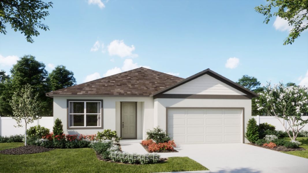 Representative exterior photo of a completed home built from the Luna by Risewell Homes in Trinity Gardens, Deland, FL (Image 17). Representative exterior photo of a completed home built from the Luna by Risewell Homes in Trinity Gardens, Deland, FL (Image 17).