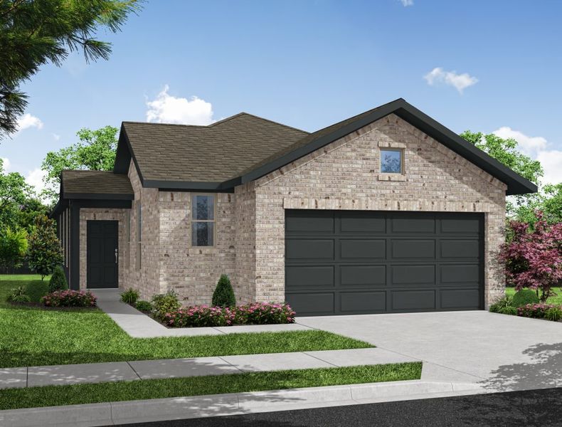 Representative exterior photo of a completed home built from the Rowan by Impression Homes in Bryant Farms, Melissa, TX (Image 6). Representative exterior photo of a completed home built from the Rowan by Impression Homes in Bryant Farms, Melissa, TX (Image 6).