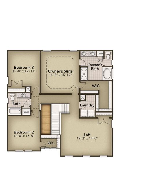 2D floor plan layout for the The Waverunner by Chesapeake Homes in Coastal Club of the Carolinas, Calabash, NC (Image 6).