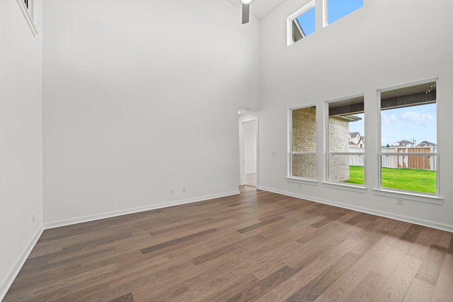 Family Room with soaring ceiling