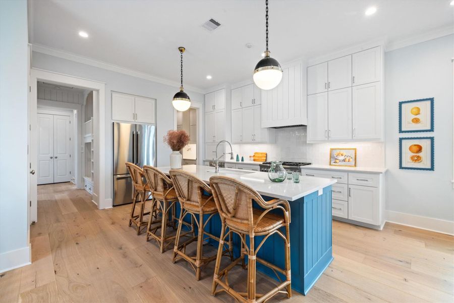 Large island Kitchen with custom cabinetry