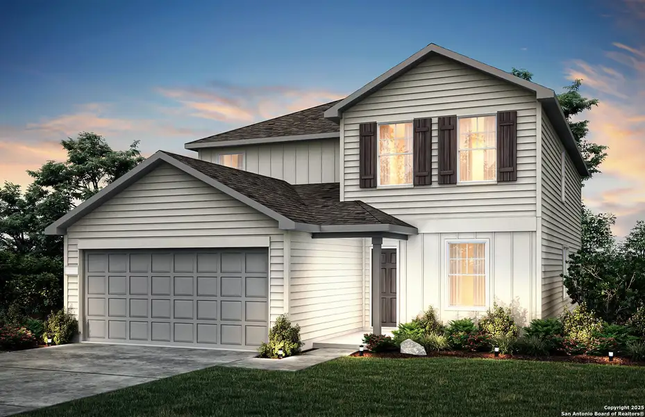 Front exterior of a new home in Dove Song, Marion, TX, highlighting curb appeal (Image 1). Front exterior of a new home in Dove Song, Marion, TX, highlighting curb appeal (Image 1).