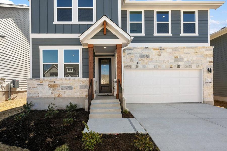 Exterior details and patio area of a home in Cannon Ranch, Dripping Springs (Image 23).