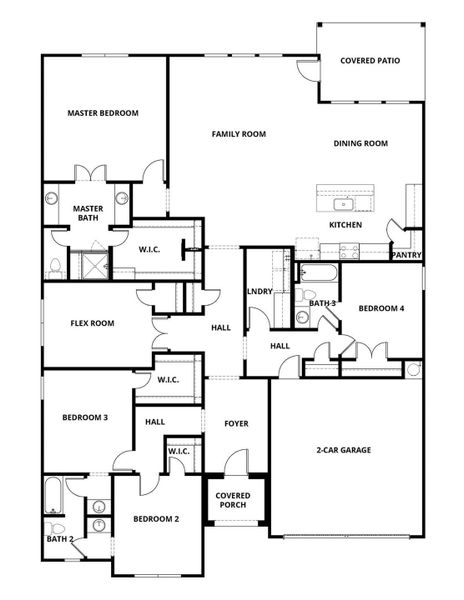 2D floor plan layout of this home in Canyon Ranch, Jarrell, TX (Image 2).