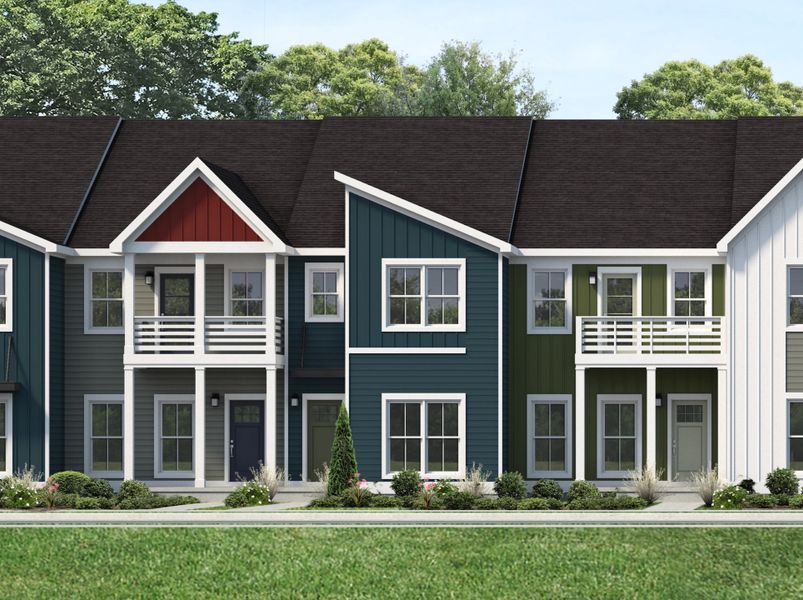 Representative exterior photo of a completed home built from the Gayle Townhome by Parkside Builders in The Parks of Mill Town, Chattanooga, TN (Image 1).