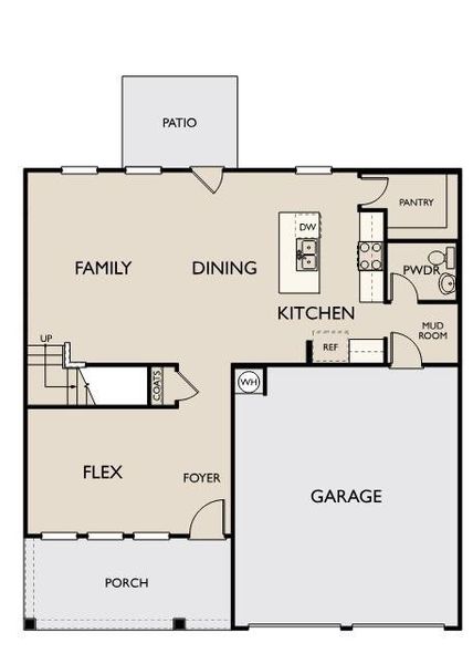 2D floor plan layout of this home in The Pointe at Heron Bay, Locust Grove, GA (Image 5).