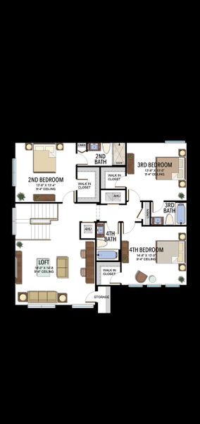 2D floor plan layout for the Samoa by GL Homes in Lotus Edge, Boca Raton, FL (Image 6).