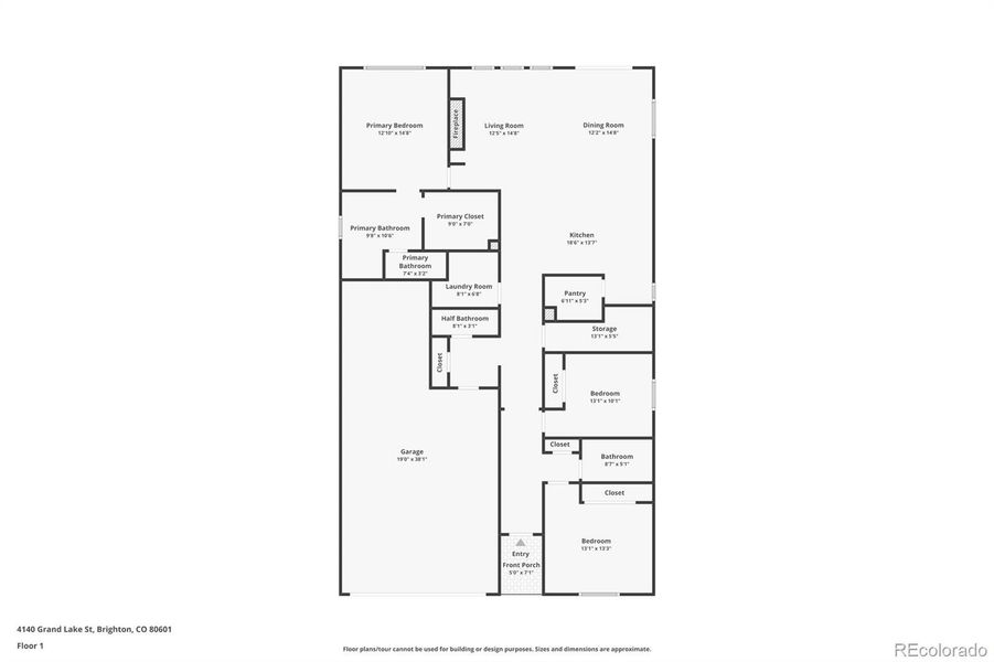 2D floor plan layout of this home in Brighton Crossings, Brighton, CO (Image 5).