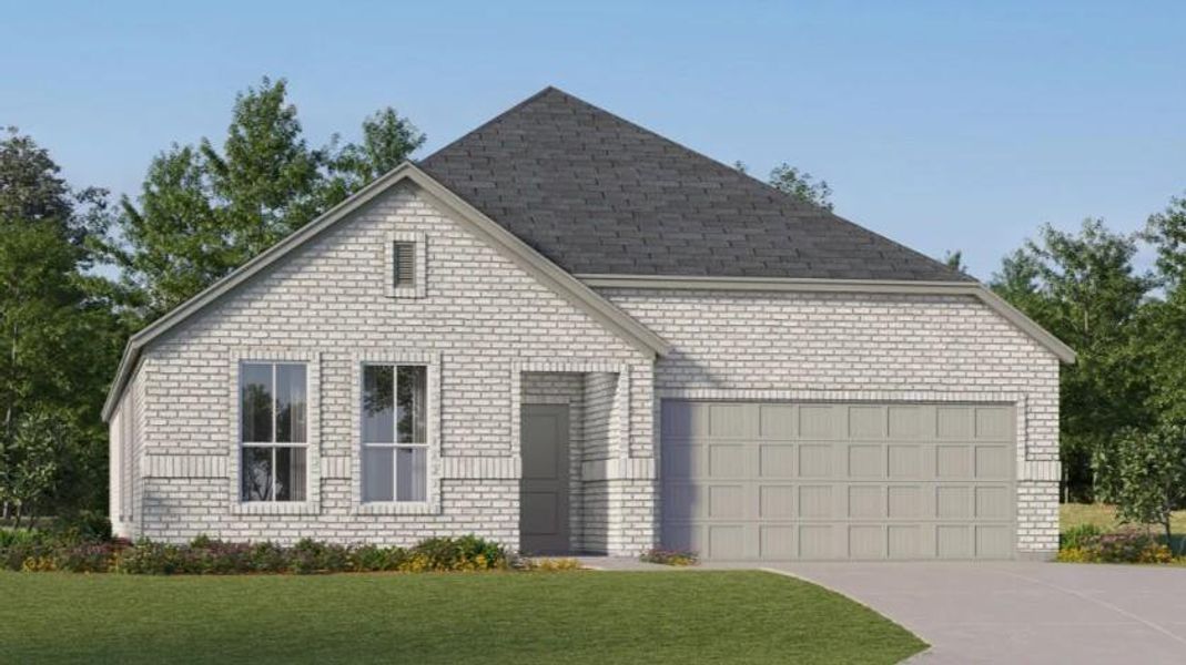 Front exterior of a new home in Sunterra: Classic Collection, Katy, TX, highlighting curb appeal (Image 1).