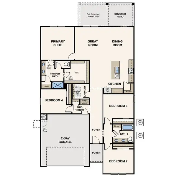 2D floor plan layout for the Cumberland by Century Communities in Silver Cross, Florence, AZ (Image 4).