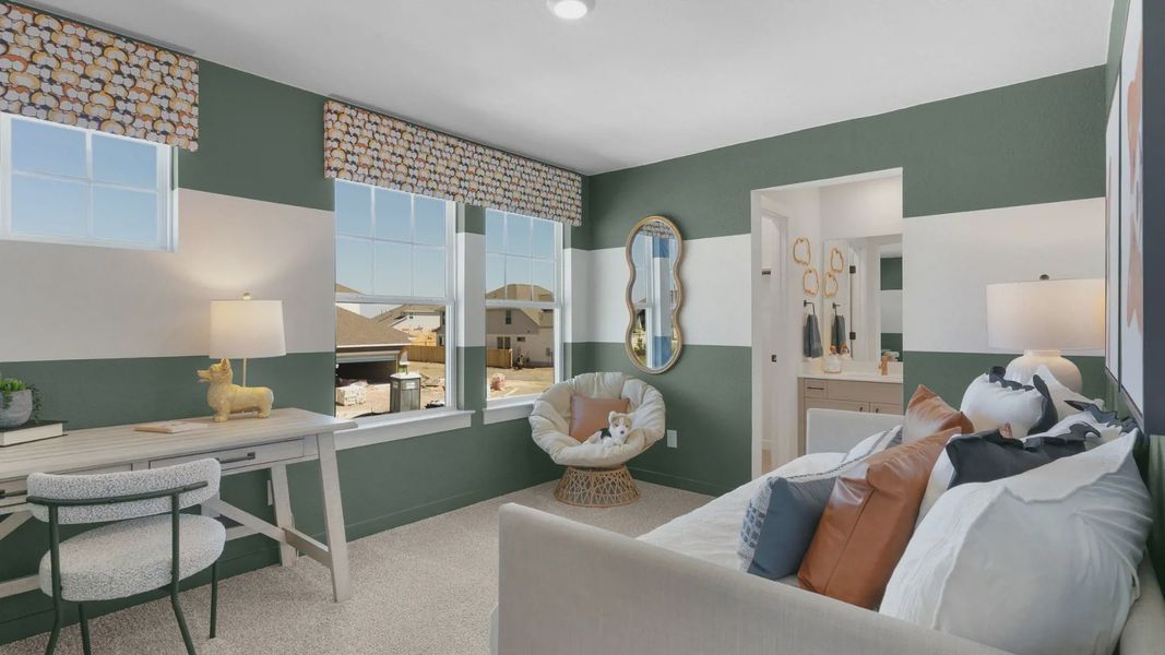 Representative furnished interior of a home built from the Leilana by Chesmar Homes in The Grove at Blackhawk, Pflugerville (Image 19). Representative furnished interior of a home built from the Leilana by Chesmar Homes in The Grove at Blackhawk, Pflugerville (Image 19).