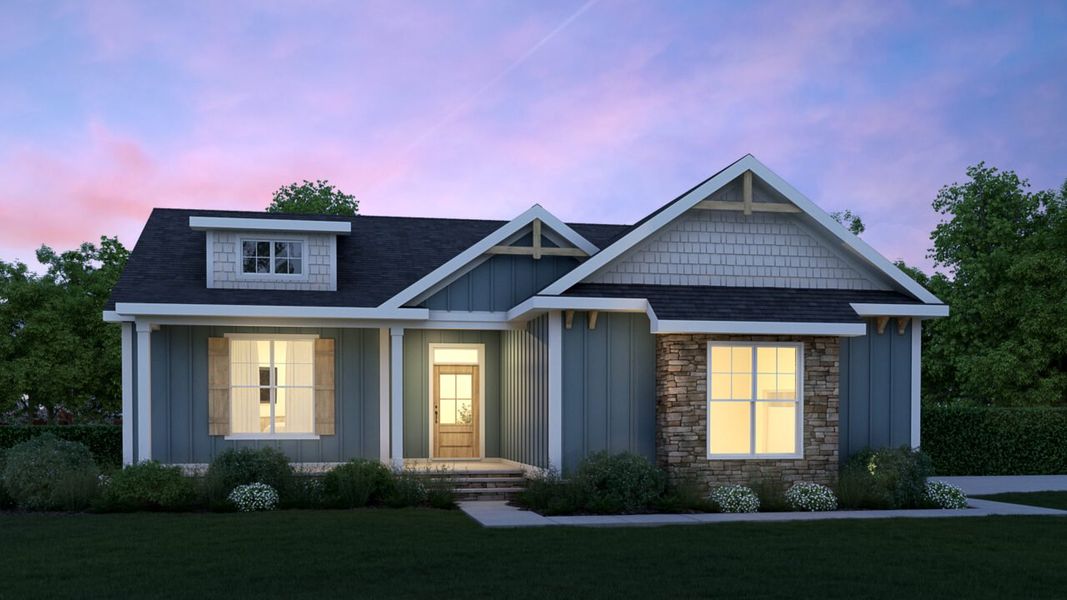 Representative exterior photo of a completed home built from the Eleanor by Grand Oak Homes in Kettle Creek, Zebulon, NC (Image 2).