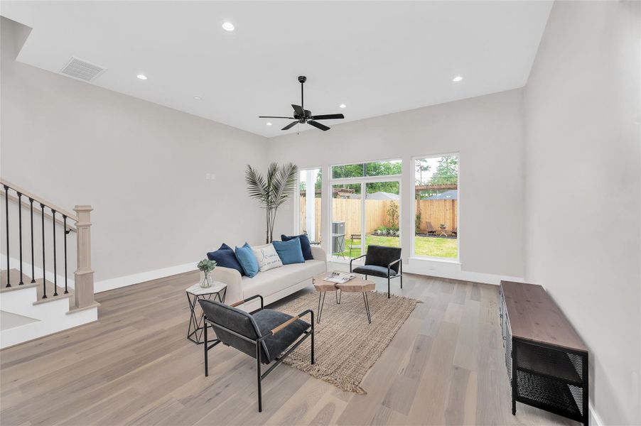 Plenty of natural light from patio door and windows in the back