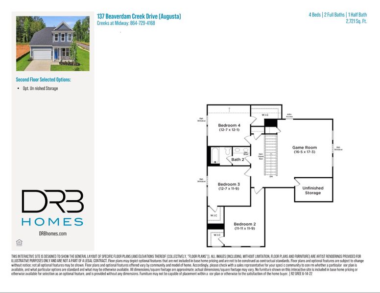 2D floor plan layout of this home in Creeks at Midway, Anderson, SC (Image 6).