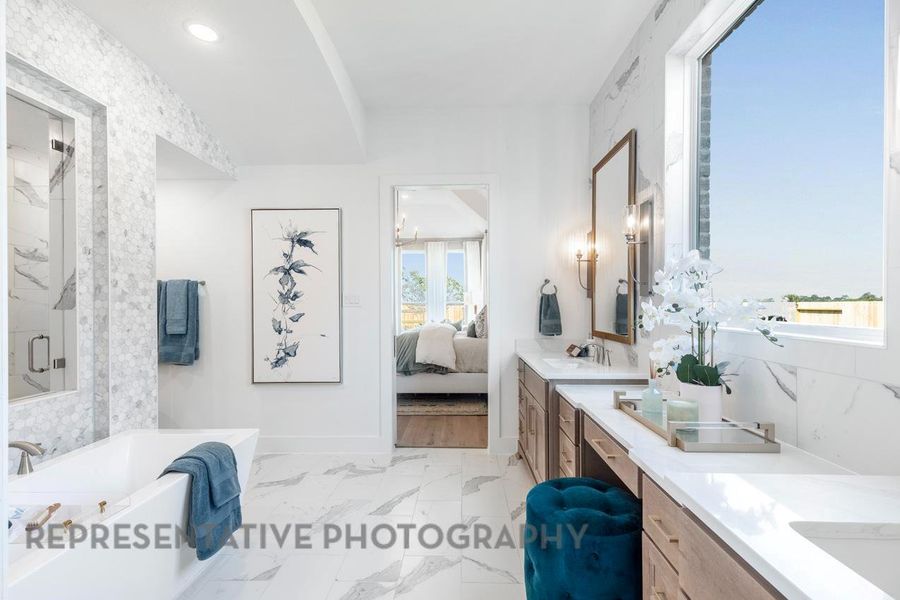 Furnished interior view inside a new home in Elyson: 65ft. lots, Katy (Image 16).