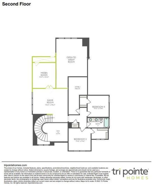 2D floor plan layout of this home in Woodson’s Reserve, Spring, TX (Image 4).