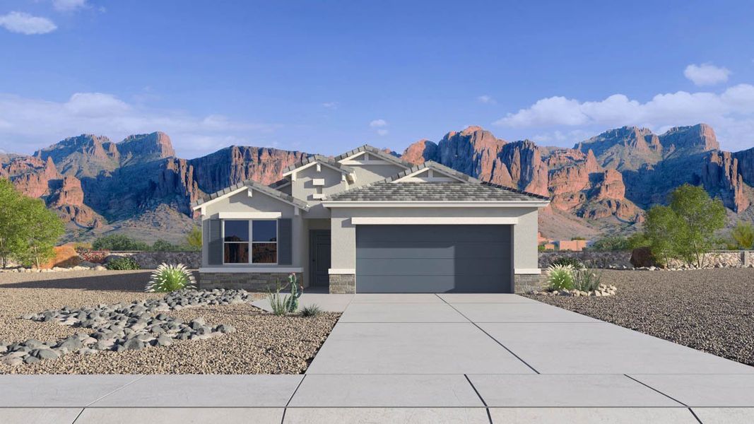 Representative exterior photo of a completed home built from the Raven by D.R. Horton in Magma Ranch Vistas, Florence, AZ (Image 4).