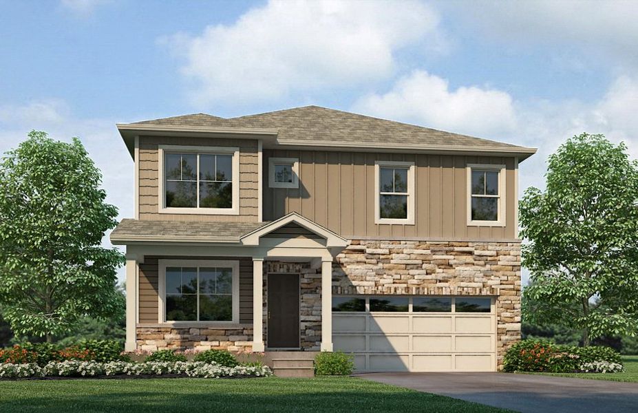 Representative exterior photo of a completed home built from the Holcombe by D.R. Horton in Vantage, Berthoud, CO (Image 20).