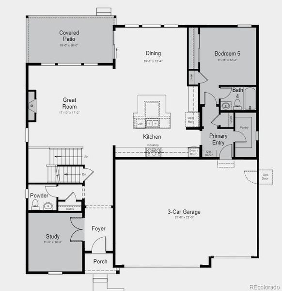 Structural options added include: Study, walk out basement, gas line in deck, fireplace, covered outdoor living, bedroom 5 and shower at bedroom 5