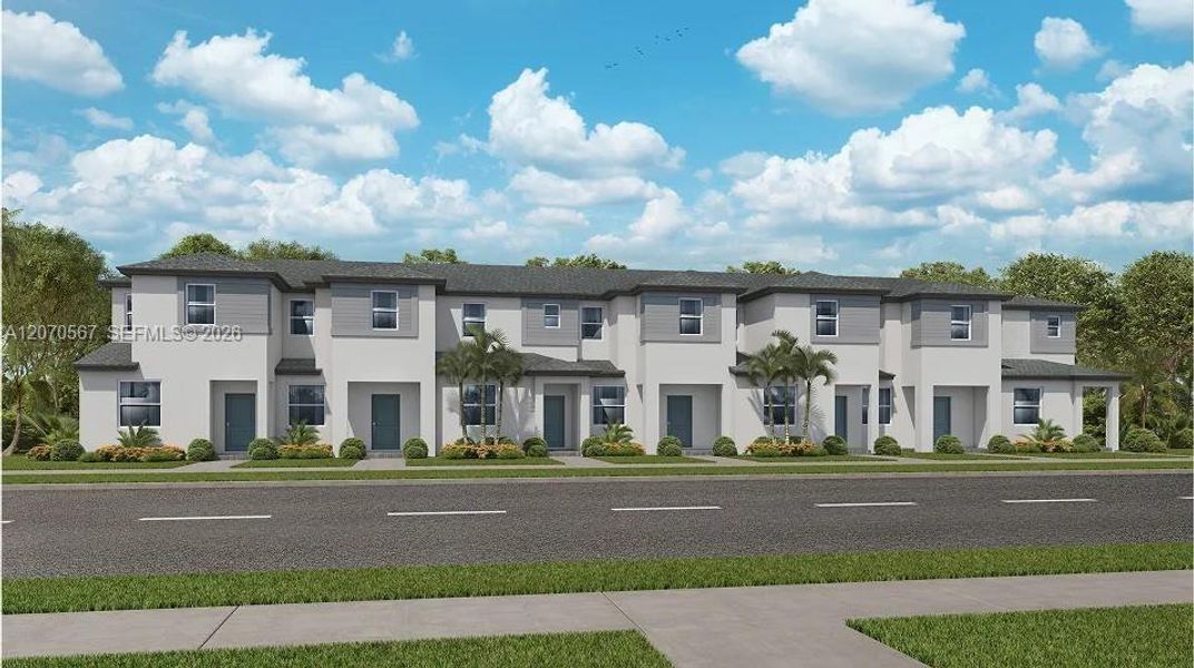 Front exterior of a new home in Villas De San Diego, Miami, FL, highlighting curb appeal (Image 1). Front exterior of a new home in Villas De San Diego, Miami, FL, highlighting curb appeal (Image 1).