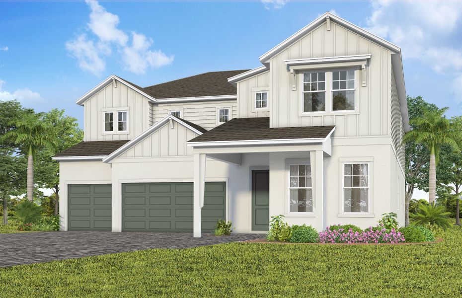 Representative exterior photo of a completed home built from the Roseland by Pulte Homes in Lakehaven Estates, Clermont, FL (Image 23). Representative exterior photo of a completed home built from the Roseland by Pulte Homes in Lakehaven Estates, Clermont, FL (Image 23).